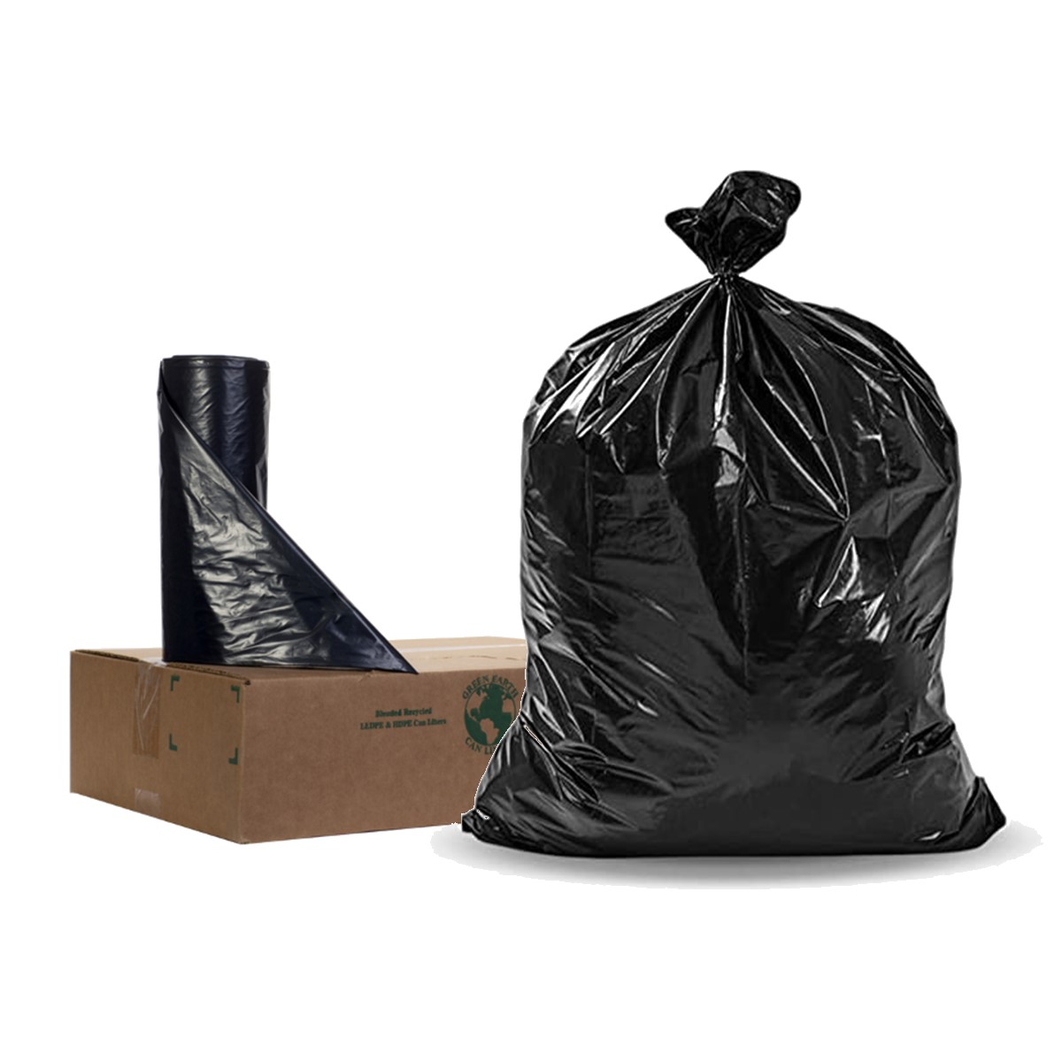 12-16 Gallon Trash Bags, 24 x 32, Black, 500 Per Case, Folded